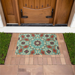 Paillasson Brown Turquoise Rouge Orange Mandala