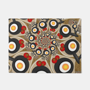 Paillasson Brunch Fractal Art Drôle Nourriture, Tomates, Oeuf