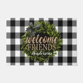 Paillasson Buffalo Check Black and White Boxwood Wreath (Devant)