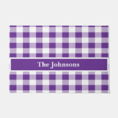 Paillasson Buffalo Check Plaid Purple and White Personnaliser (Devant)