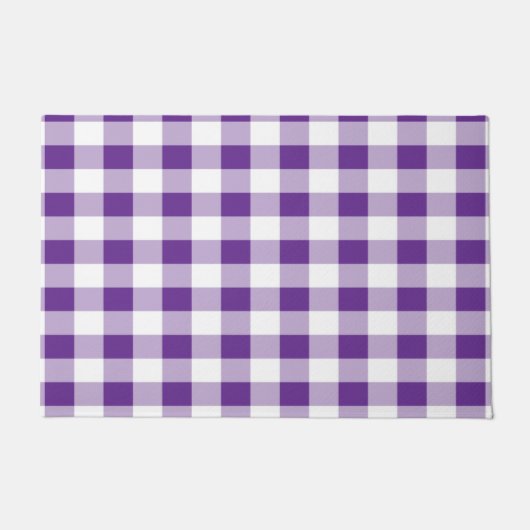Paillasson Buffalo Check Plaid Purple et Blanc (Devant)