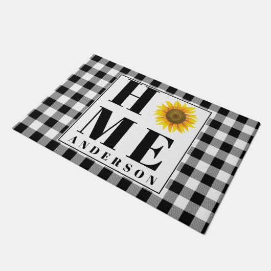 Paillasson Buffalo check tournesol "Accueil" personnalisé (Incliné)