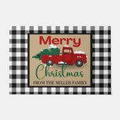 Paillasson Buffalo Plaid and Red Truck Custom Christmas (Devant)