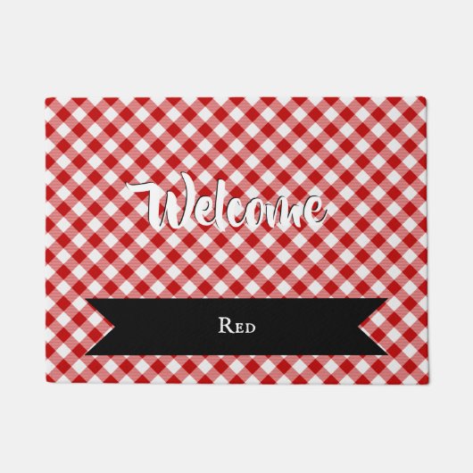 Paillasson Buffalo Plaid Check Rouge Blanc (Devant)