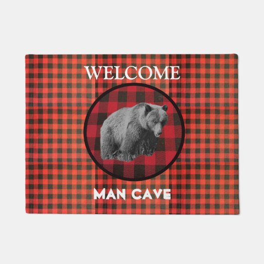 Paillasson Buffalo Plaid Grizzly Oear Man Cave Doormat (Devant)