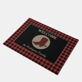 Paillasson Buffalo Plaid Motif Cowboy Boot Welcome (Incliné)