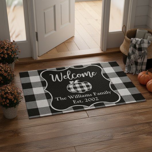 Paillasson Buffalo plaqué noir et blanc Accueil Automne