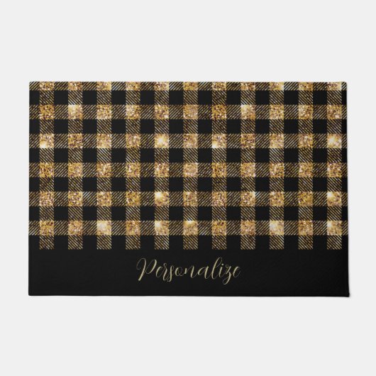 Paillasson Buffle de Parties scintillant d'or noir Plaid pers (Devant)