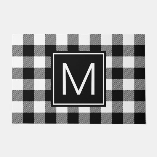 Paillasson Buffle noir et blanc plaqué Monogramme (Devant)