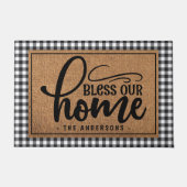Paillasson Buffle personnalisé Plaid Bless Our Home (Devant)