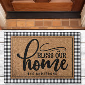 Paillasson Buffle personnalisé Plaid Bless Our Home
