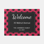 Paillasson Buffle rouge Chèque Plaid Patterisé Personnalisé (Devant)