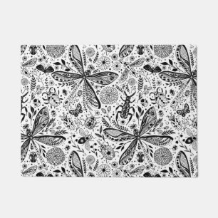 Paillasson Bugs de Doodle sur bleu foncé