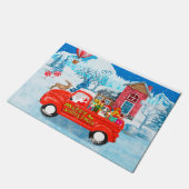 Paillasson Bull Terrier Chien à Noël Livraison Camion neige (Incliné)