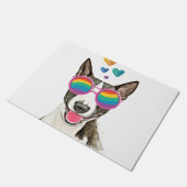 Paillasson Bull Terrier Chien avec Coeurs Saint-Valentin (Incliné)