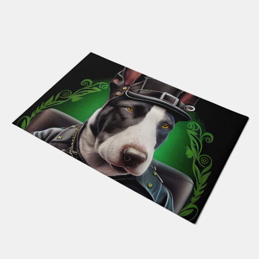 Paillasson Bull Terrier Chien Conduite Vélo St. Patrick's Day (Incliné)