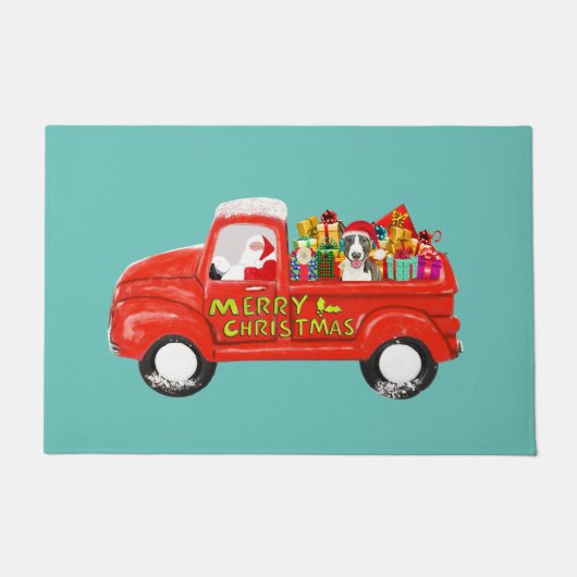 Paillasson Bull Terrier Chien de livraison de Noël Camion (Devant)