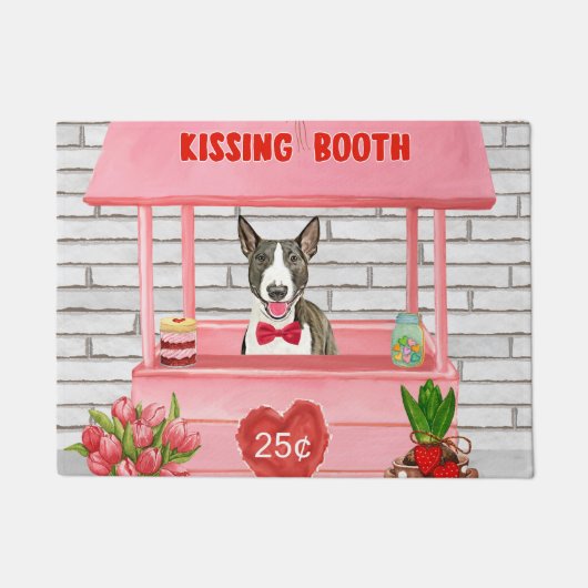 Paillasson Bull Terrier Chien Valentine's Day Kissing Booth (Devant)