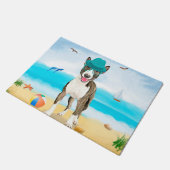 Paillasson Bull Terrier Dog sur la plage (Incliné)