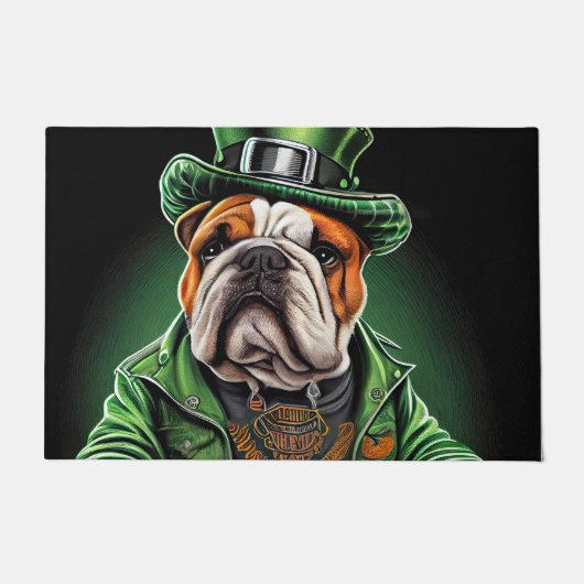 Paillasson Bulldog Driving Bike St. Patrick's Day (Devant)
