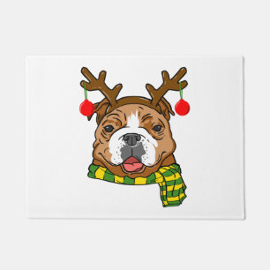 Paillasson Bulldog Xmas Reindeer Horns Amoureux des chiens No