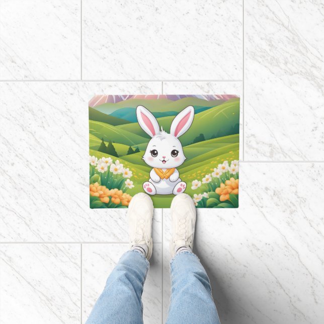 Paillasson Bunny sitting in a field Iillustration (Intérieur)