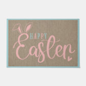 Paillasson Burlap Et Pastels Joyeux Pâques Avec Des Oreilles  (Devant)