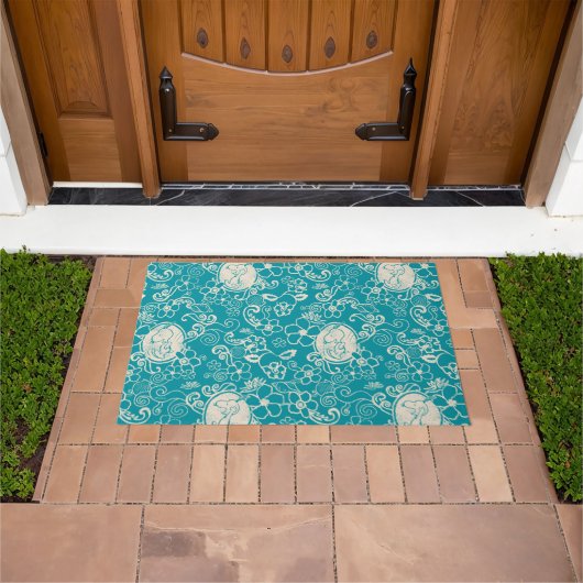Paillasson cacahuètes | Snoopy Turquoise Tropical Beach Motif (De plein air)