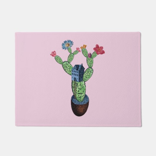 Paillasson Cactus épineux avec fleurs (Devant)