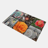 Paillasson Cactus fleurs roses photo collage coloré moderne (Incliné)