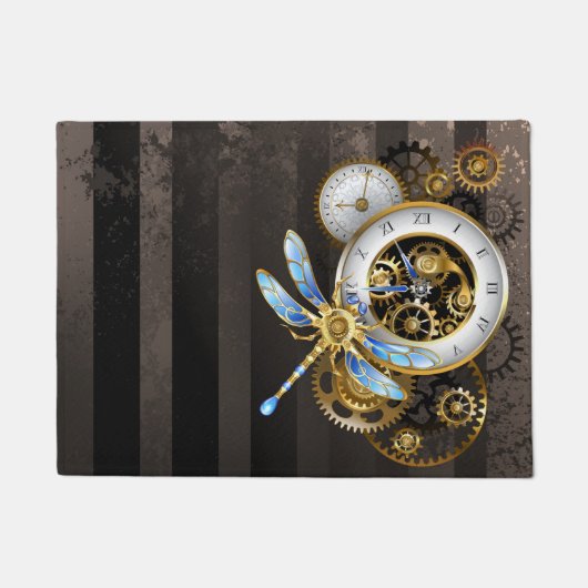 Paillasson Cadran Steampunk avec libellule (Devant)
