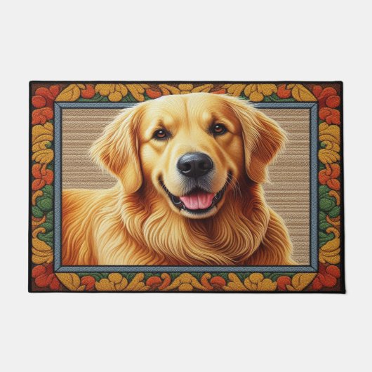 Paillasson Cadre coloré pour chien Golden Retriever élégant (Devant)