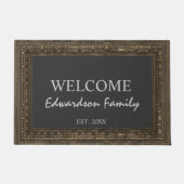 Paillasson Cadre rustique accueil nom de famille année établi (Devant)