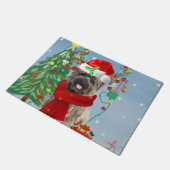 Paillasson Cairn Terrier Chien en neige avec cadeaux de Noël (Incliné)