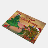 Paillasson Cajun bayou maison Noël Alligator de Noël (Incliné)