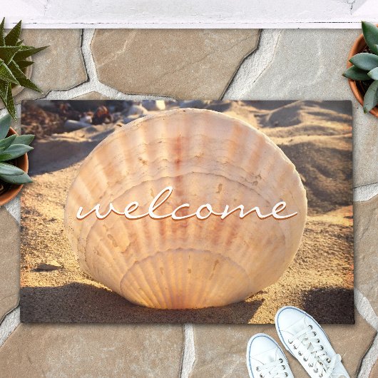 Paillasson California Sandy Beach Seashell Photo Bienvenue