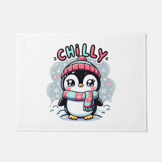 Paillasson Câlins Chilly Penguin Écharpe enneigée (Devant)
