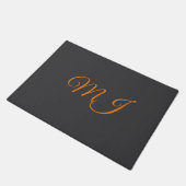 Paillasson Calligraphie gris orange monogramme nom initial (Incliné)