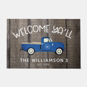 Paillasson Camion Vintage rustique sur Barnwood Nom de famill