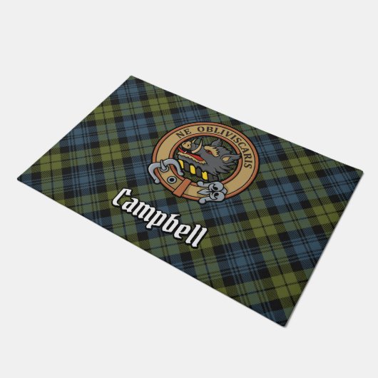 Paillasson Campbell Crest sur Tartan (Incliné)