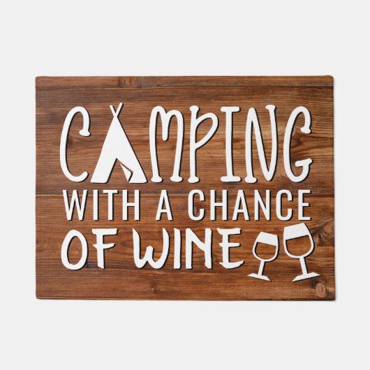 Paillasson Camping amusant avec une chance de vin rustique (Devant)