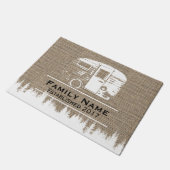 Paillasson Camping Trailer Campers Nom de famille Burlap (Incliné)