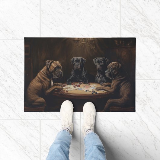 Paillasson Cane Corso Chiens Jouer Poker Art (Intérieur)