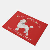 Paillasson Caniche blanche Joyeux Howlidays Noël (Incliné)