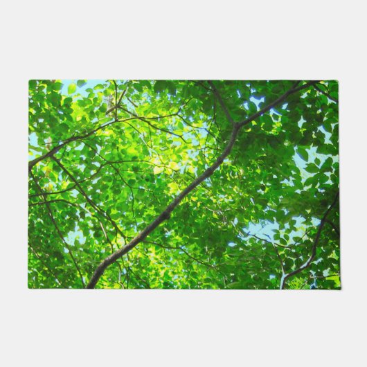 Paillasson Canopée verte, Branches feuillues avec ciel bleu (Devant)
