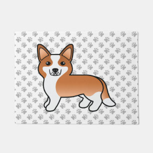 Paillasson Cardigan Welsh Corgi à dessin animé rouge et blanc