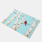 Paillasson Cardinal avec des arbres de bouleau (Incliné)