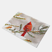 Paillasson Cardinal dans un pin en hiver (Incliné)