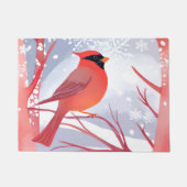 Paillasson Cardinal rouge | Belle aquarelle peinture (Devant)