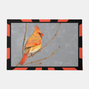 Paillasson Cardinal sur la peinture de branche - Art original